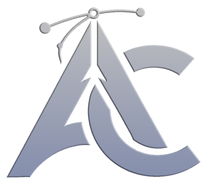 A minimalist gray logo featuring the letters “A” and “C,” where the “A” is stylized with a pen tool-inspired design, including curved lines and circular nodes at the top, symbolizing creativity and digital design.